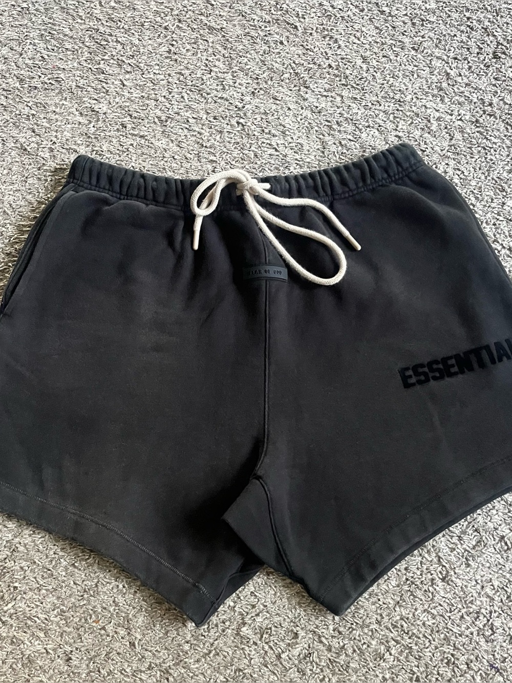 Essentials Fear of God Jet Black Sweat Shorts Drawstring Men's Large
